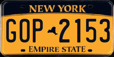 NY license plate GOP2153