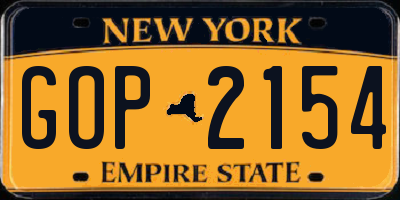 NY license plate GOP2154
