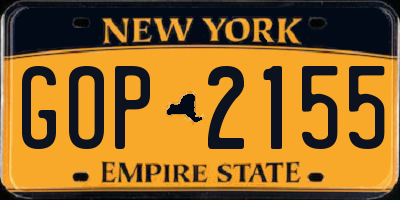 NY license plate GOP2155