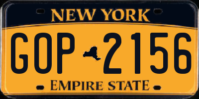 NY license plate GOP2156