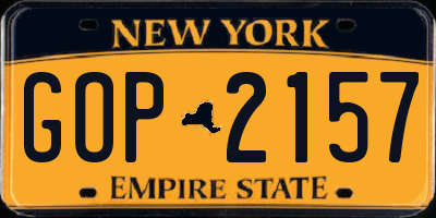 NY license plate GOP2157