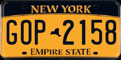 NY license plate GOP2158
