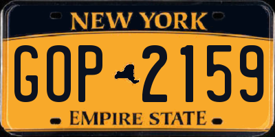 NY license plate GOP2159