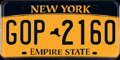 NY license plate GOP2160