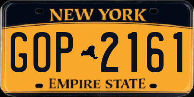 NY license plate GOP2161