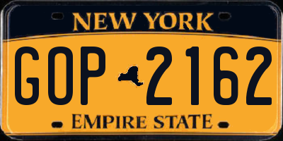 NY license plate GOP2162