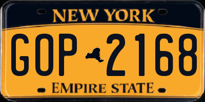 NY license plate GOP2168