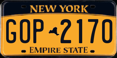 NY license plate GOP2170