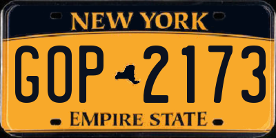 NY license plate GOP2173