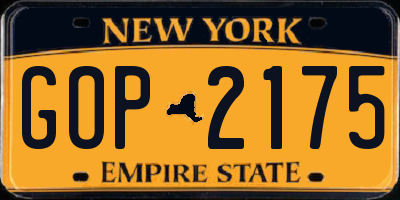 NY license plate GOP2175