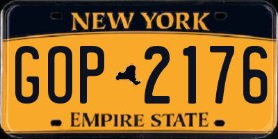 NY license plate GOP2176