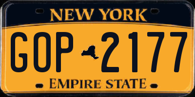 NY license plate GOP2177