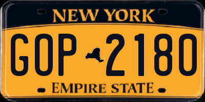 NY license plate GOP2180
