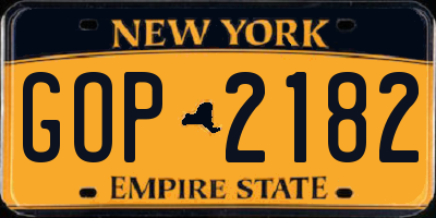 NY license plate GOP2182