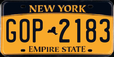 NY license plate GOP2183