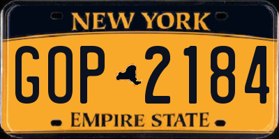 NY license plate GOP2184