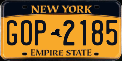 NY license plate GOP2185