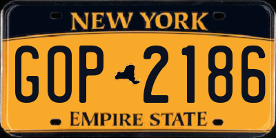NY license plate GOP2186