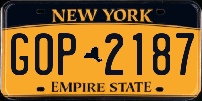 NY license plate GOP2187