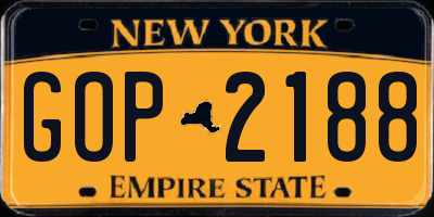 NY license plate GOP2188