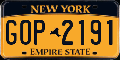 NY license plate GOP2191