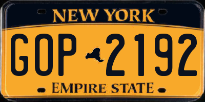 NY license plate GOP2192