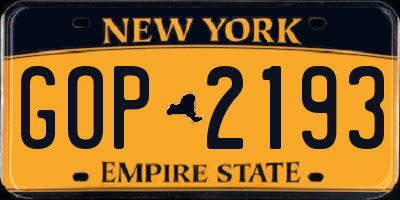 NY license plate GOP2193