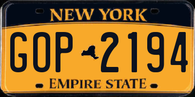 NY license plate GOP2194