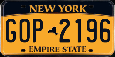 NY license plate GOP2196