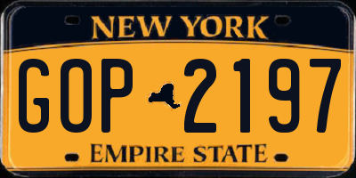 NY license plate GOP2197