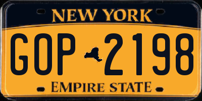 NY license plate GOP2198