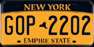 NY license plate GOP2202