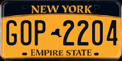 NY license plate GOP2204