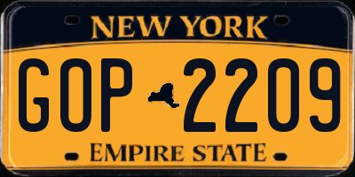 NY license plate GOP2209