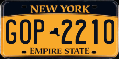 NY license plate GOP2210