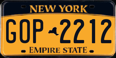 NY license plate GOP2212