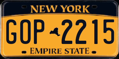 NY license plate GOP2215