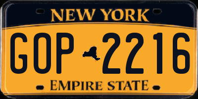 NY license plate GOP2216