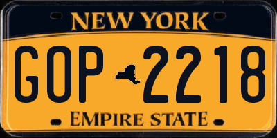 NY license plate GOP2218