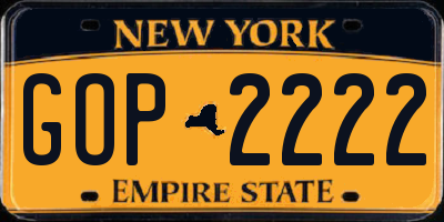 NY license plate GOP2222