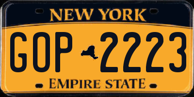 NY license plate GOP2223
