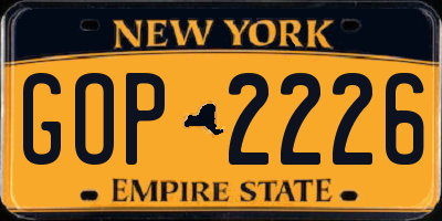 NY license plate GOP2226