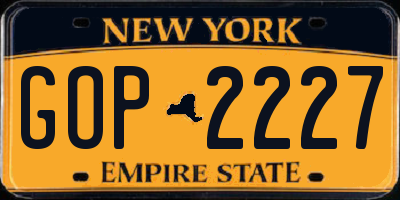 NY license plate GOP2227