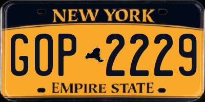 NY license plate GOP2229