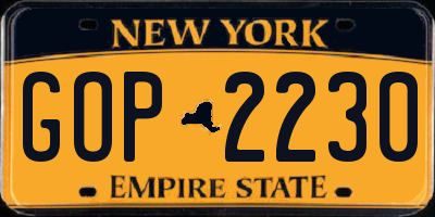 NY license plate GOP2230