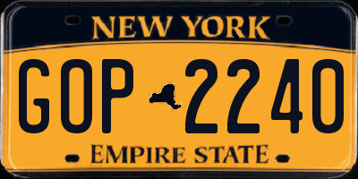 NY license plate GOP2240