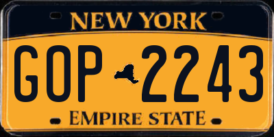 NY license plate GOP2243