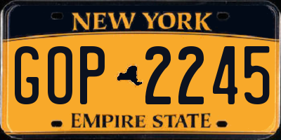 NY license plate GOP2245