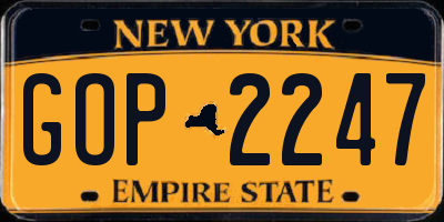 NY license plate GOP2247