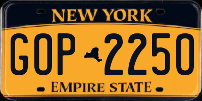 NY license plate GOP2250
